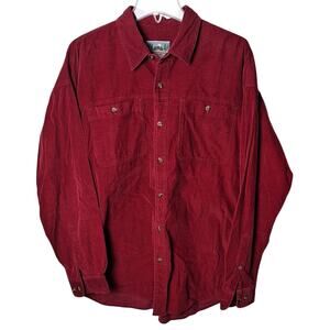 Eastern Mountain Sports Men's XL Red Corduroy Holiday Winter Button Front Shirt